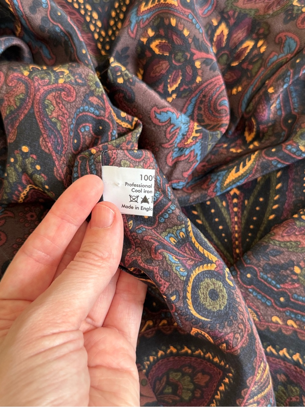 eskandar Printed Silk Button-Down Shirt with Oversized Billowy Collar 1 - Picture 5 of 5